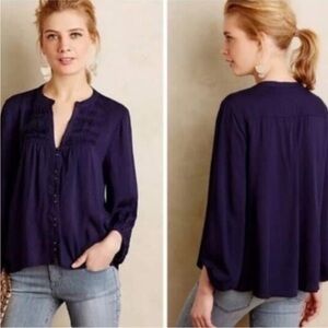 Anthropologie Maeve Pintuck Peasant Blouse